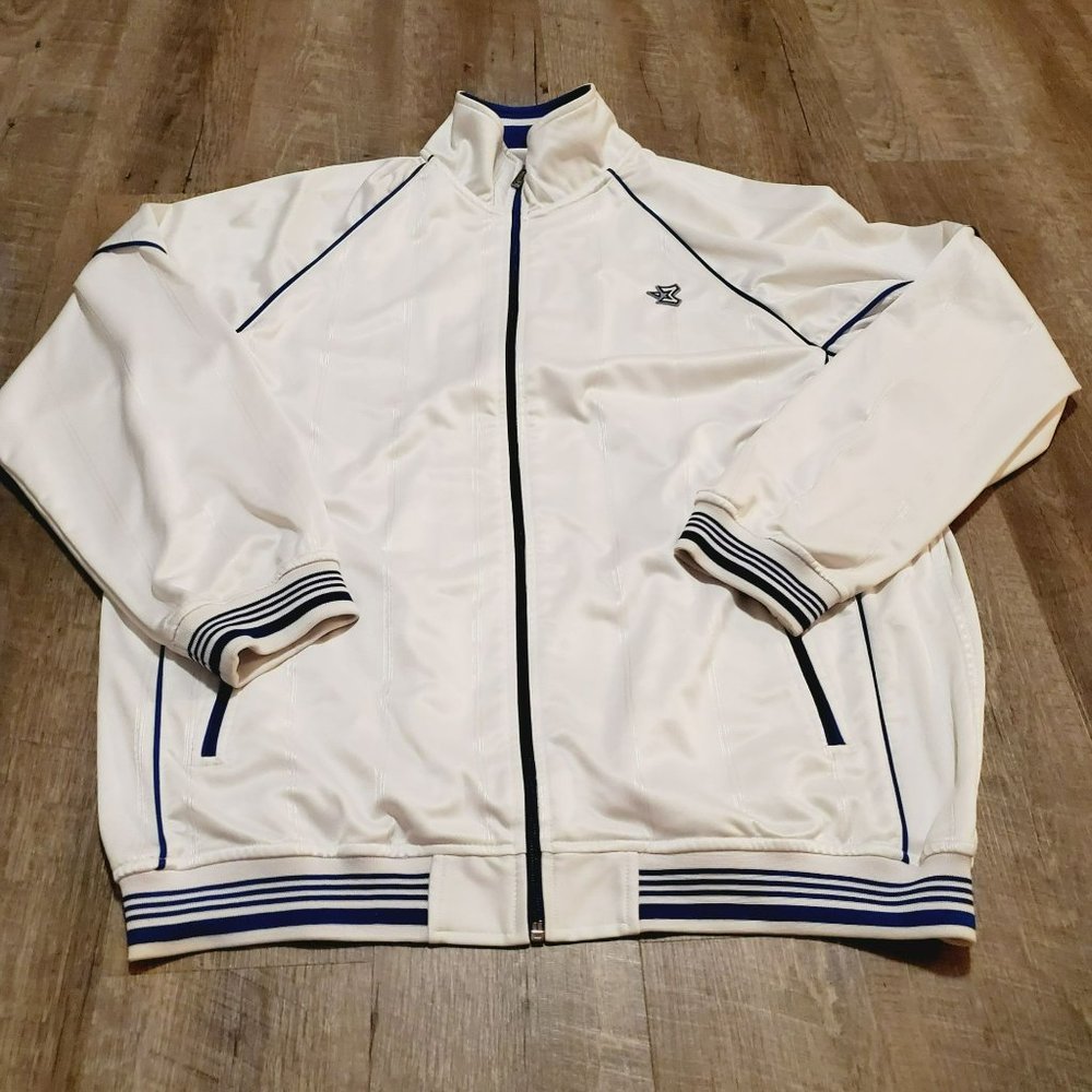 Starbury Men's Medium Basketball/Workout/Streetwear/Active Jacket White/Blue Med